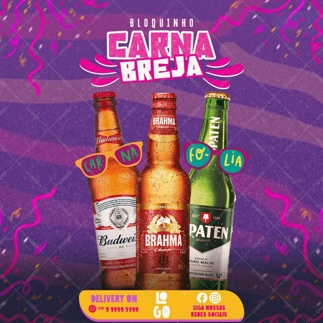 Flyer para Festa de Carnaval com Cervejas PSD Editável
