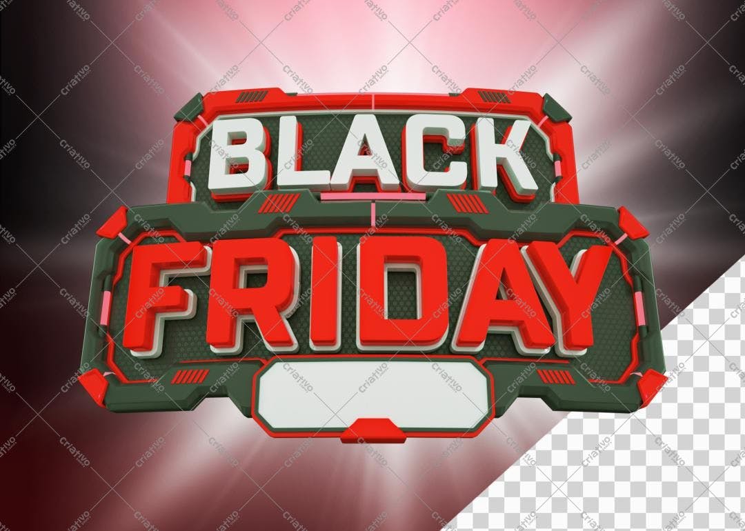 Selo 3D Black Friday vermelho e verde
