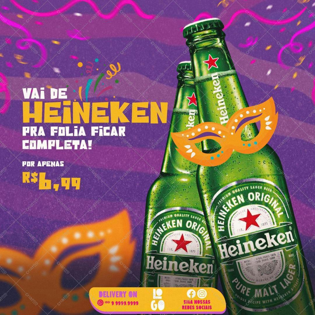 Flyer para Promoção de Heineken no Carnaval PSD Editável