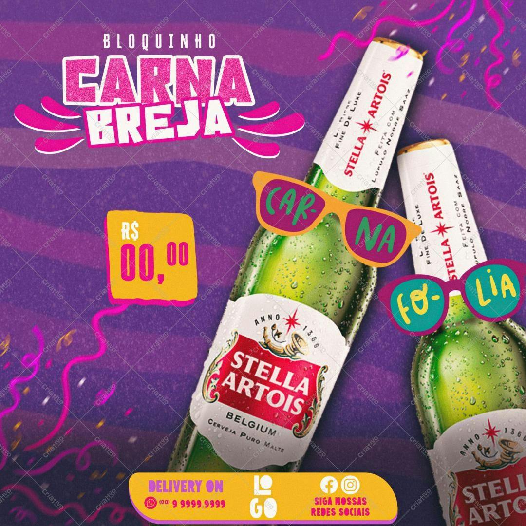Flyer para Festa de Carnaval com Cerveja PSD Editável
