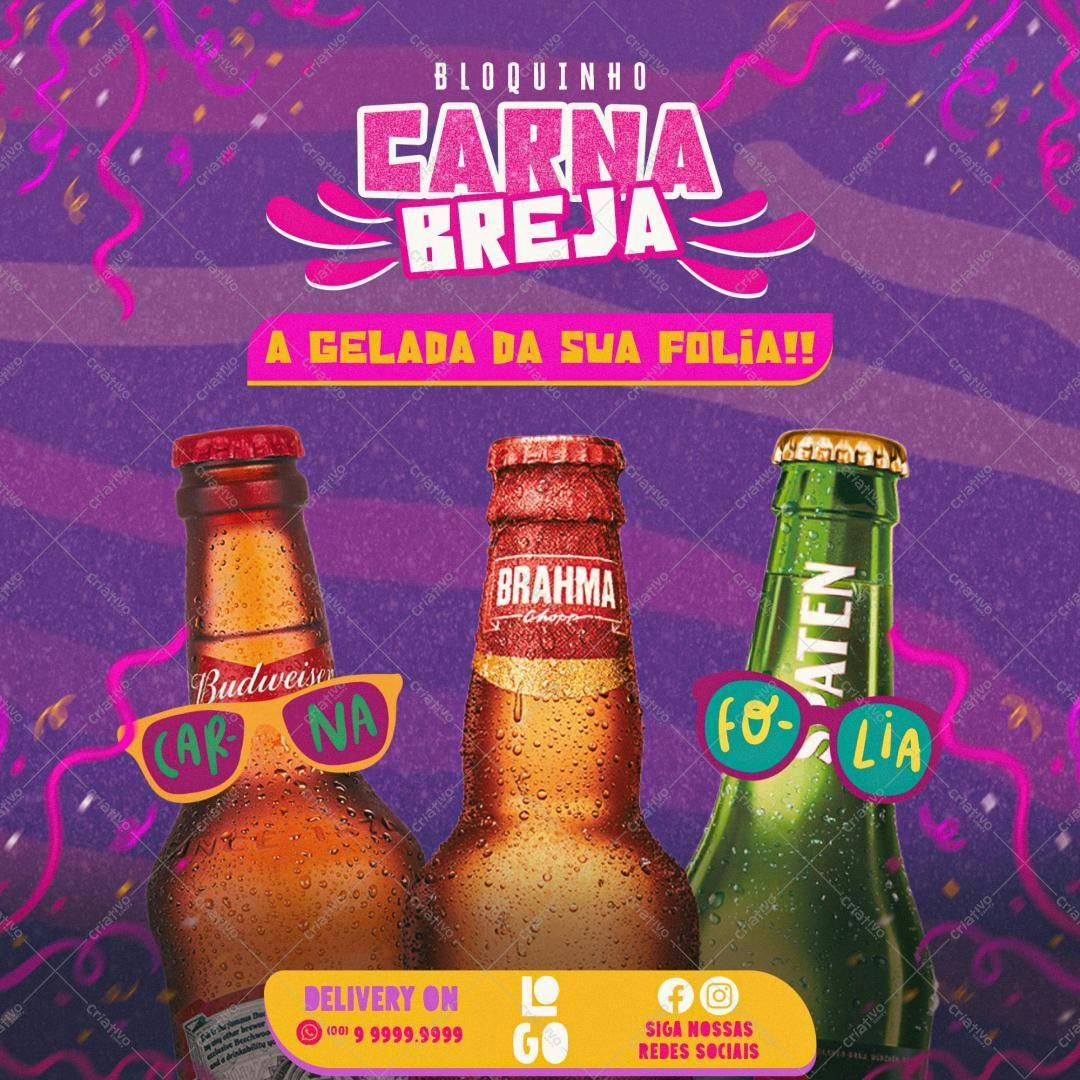 Flyer para Carnaval com Cervejas PSD Editável