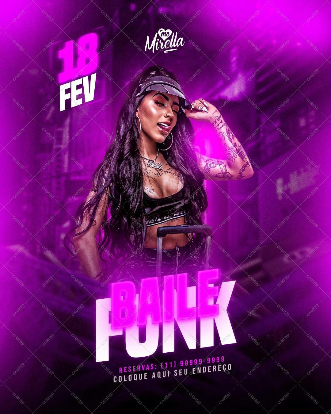 Flyer para Festa Funk com Mirella PSD Editável