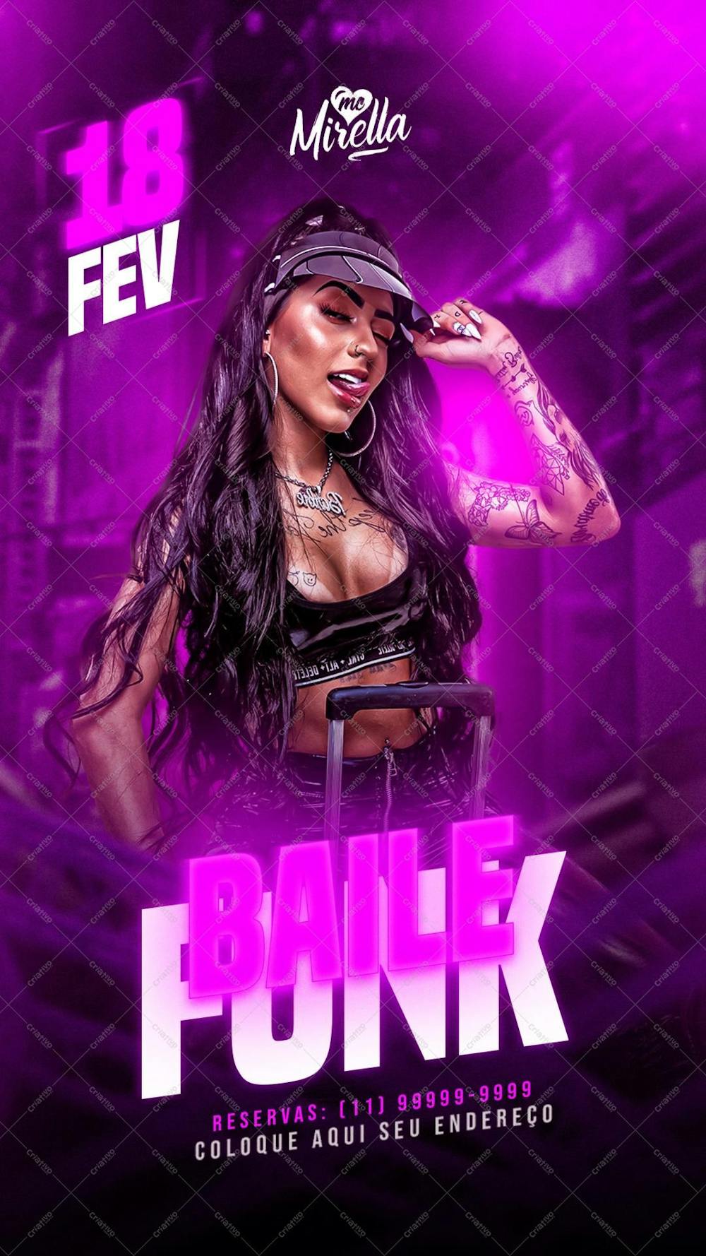 Flyer Baile Funk Da Mirella Story