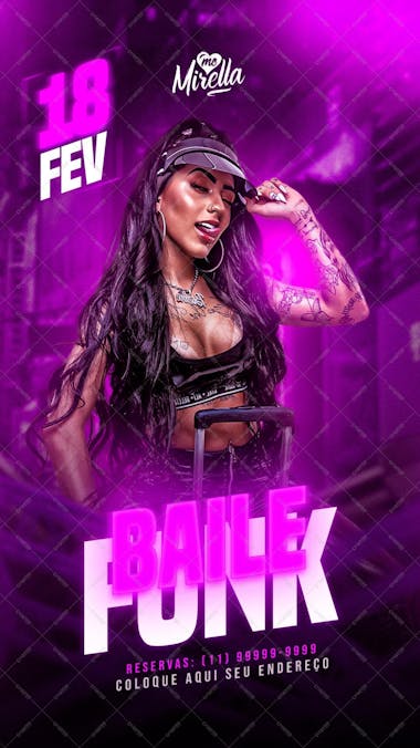 Flyer baile funk da mirella story