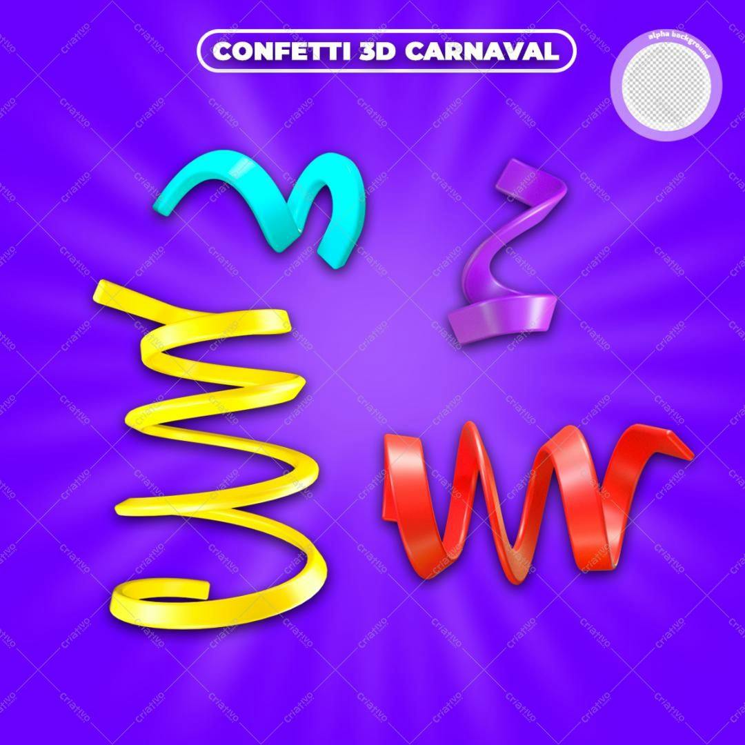 Confetes Carnaval 3D PSD Editável