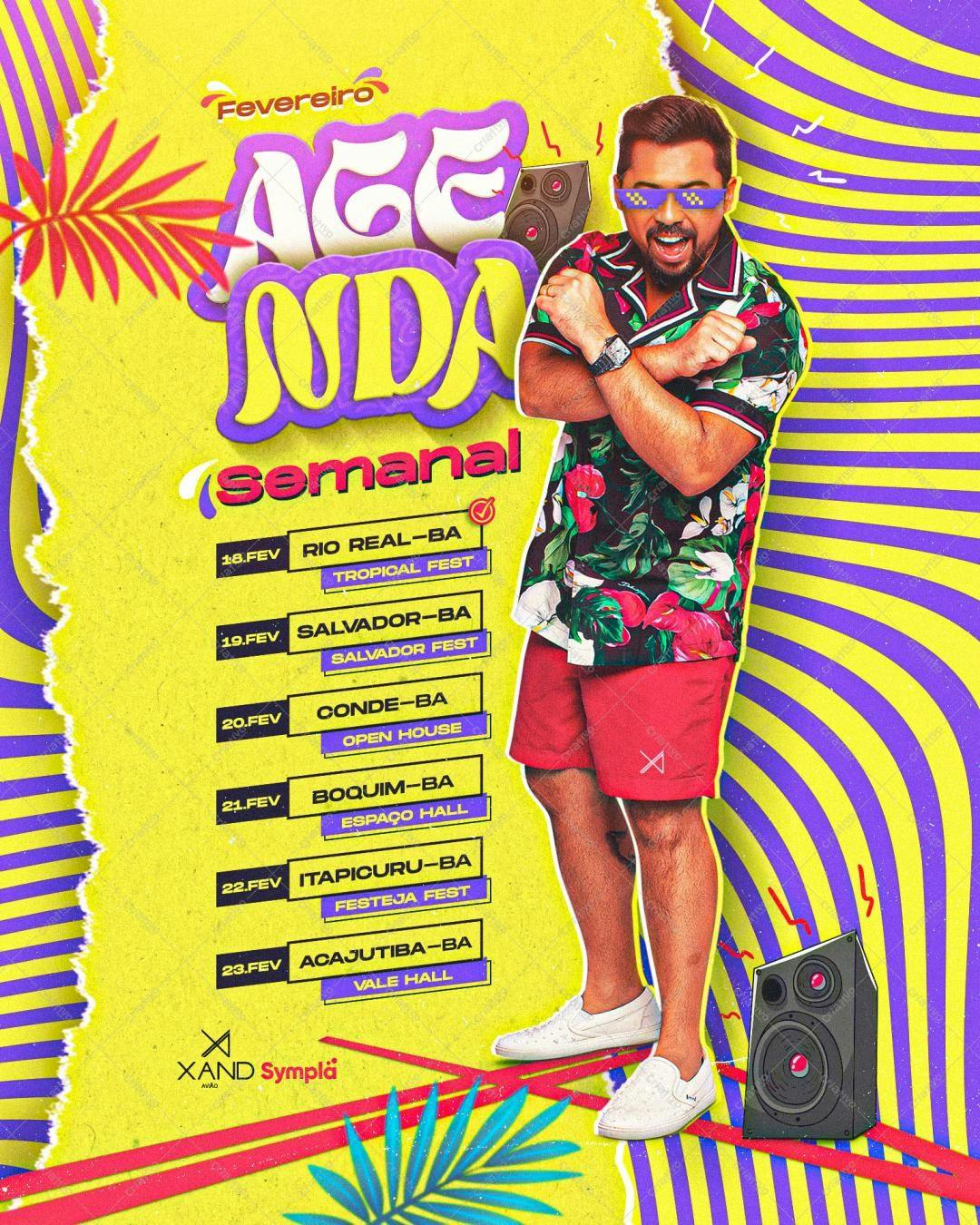 Flyer para Agenda de Shows Fevereiro PSD Editável