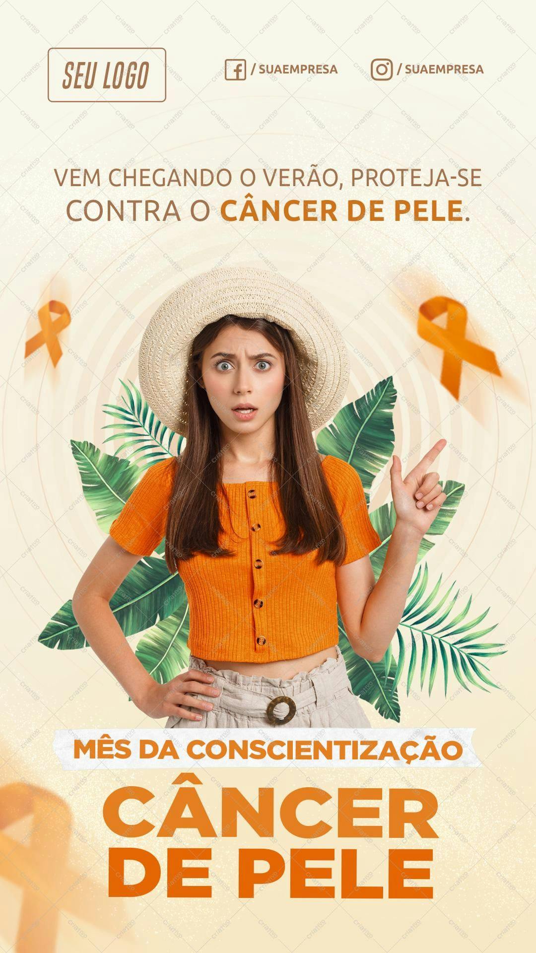 Flyer para Campanha de Conscientização do Câncer de Pele PSD Editável