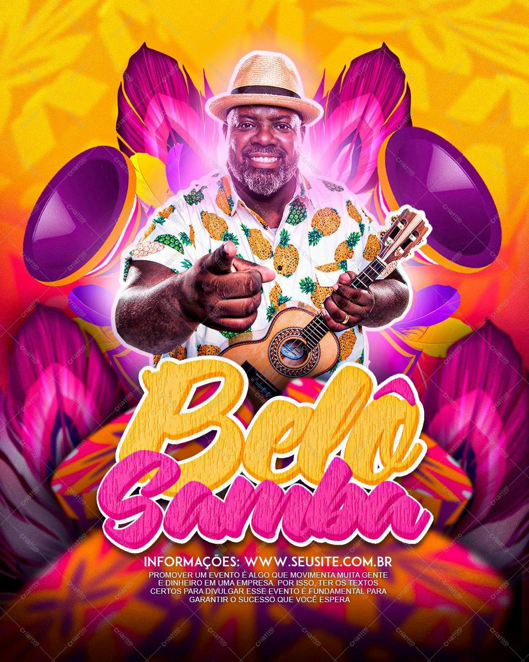Flyer para Festa de Samba PSD Editável