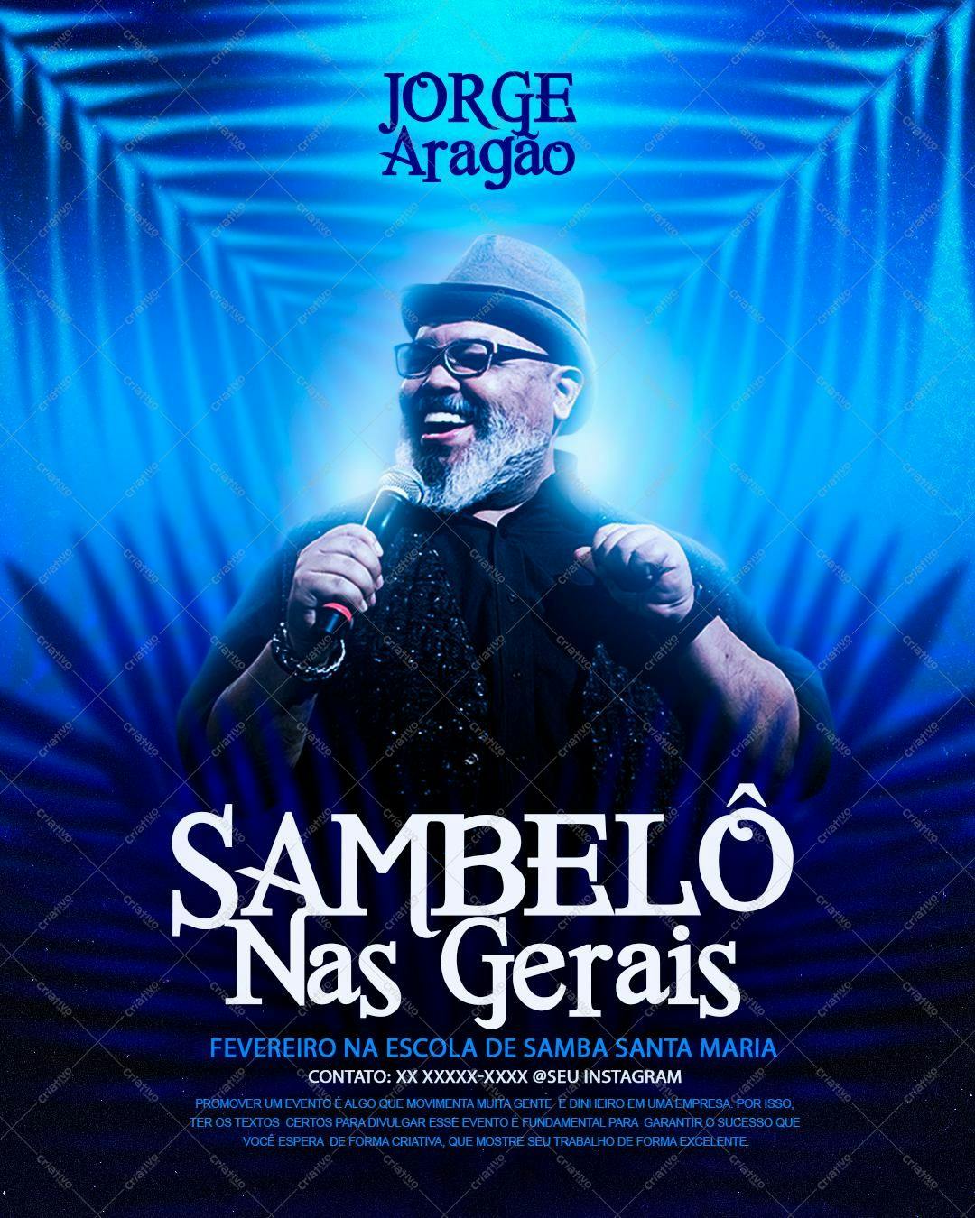 Flyer para Show Samba de Jorge Aragão PSD Editável