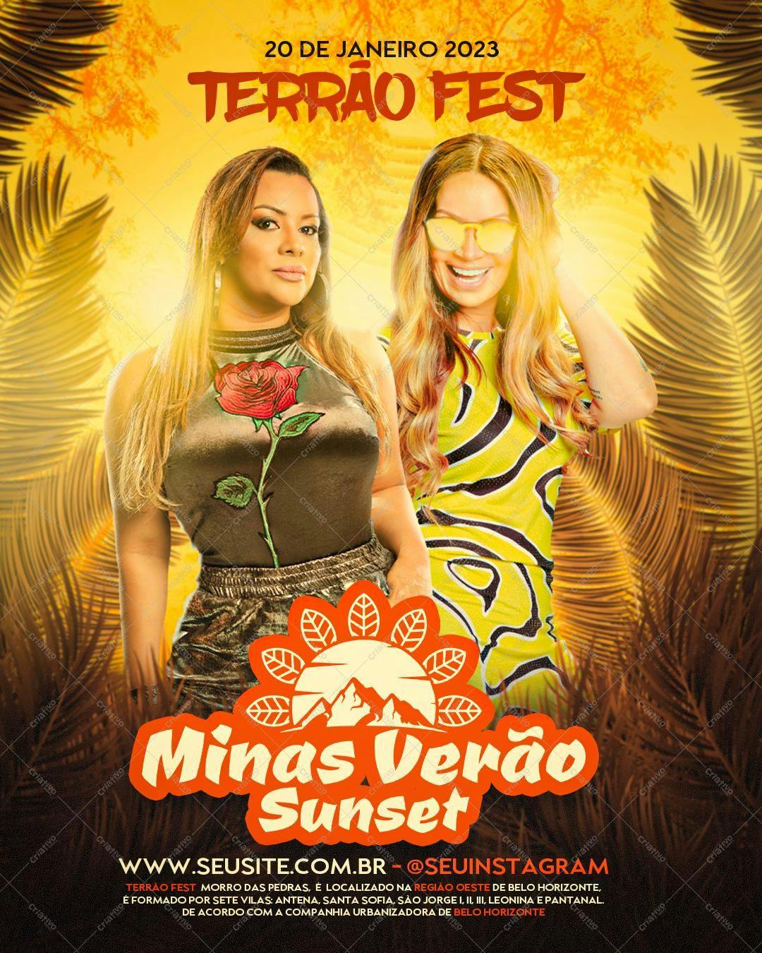 Flyer para Festa de Verão Minas Verão Sunset PSD Editável