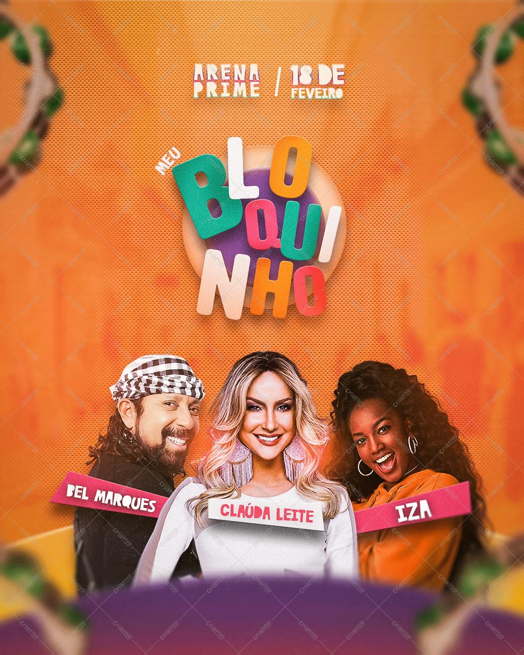 Flyer para Bloquinho de Carnaval PSD Editável