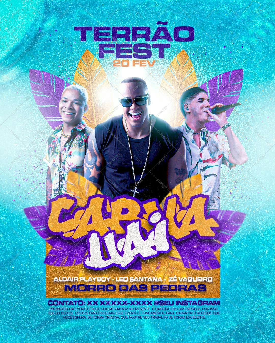 Flyer para Festa de Verão com Carnaval PSD Editável