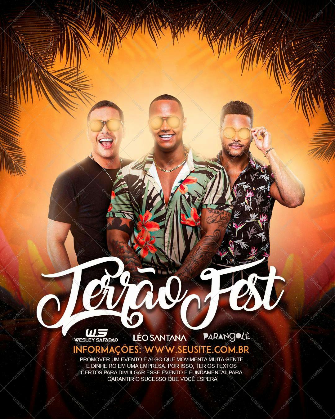 Flyer para Festa de Verão com Cantores Sertanejos PSD Editável