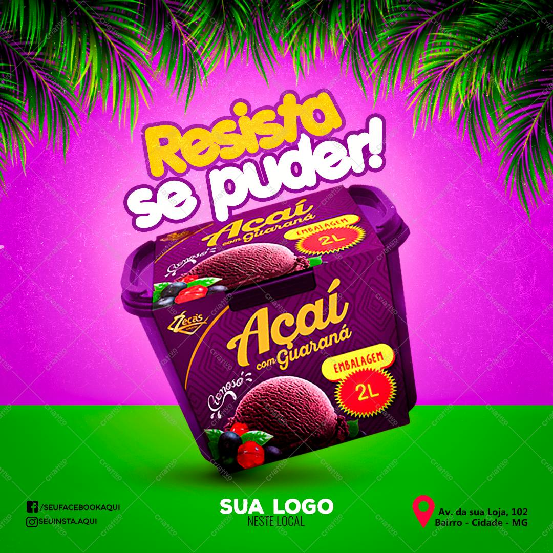 Embalagem para Sorvete de Açaí com Guaraná PSD Editável