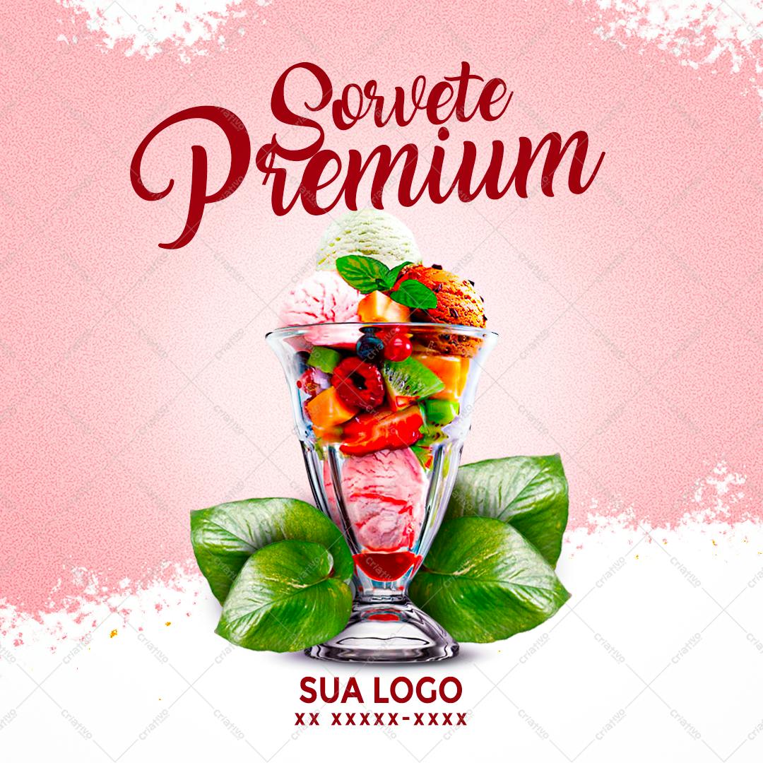 Post para Redes Sociais Sorvete Premium PSD Editável