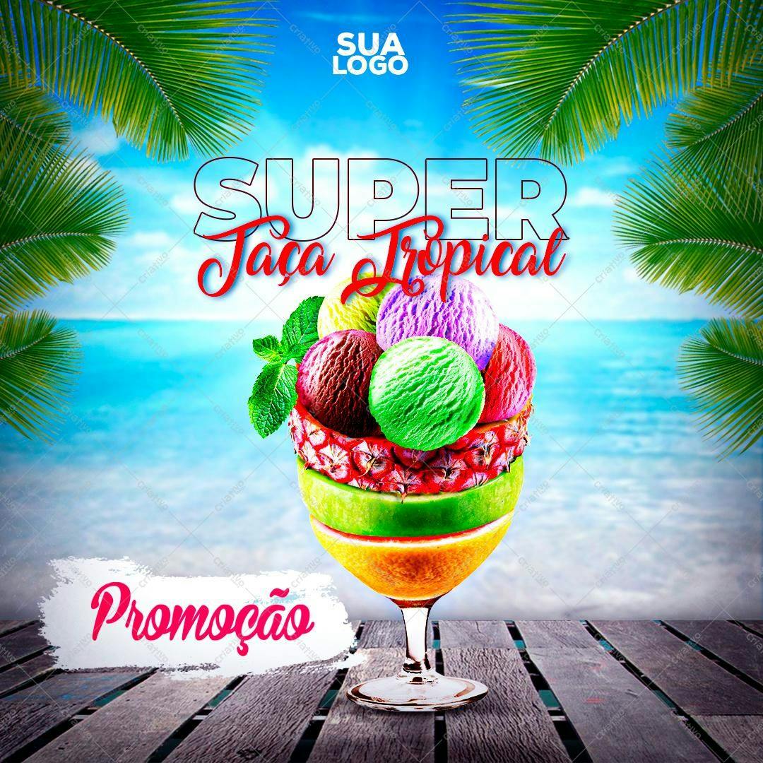 Flyer para Promoção de Sobremesa Tropical PSD Editável