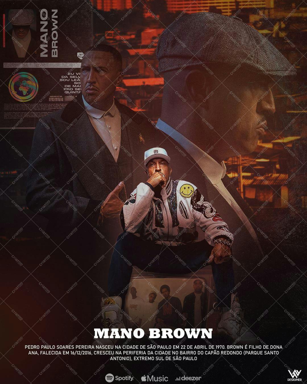 Poster Biográfico Mano Brown PSD Editável