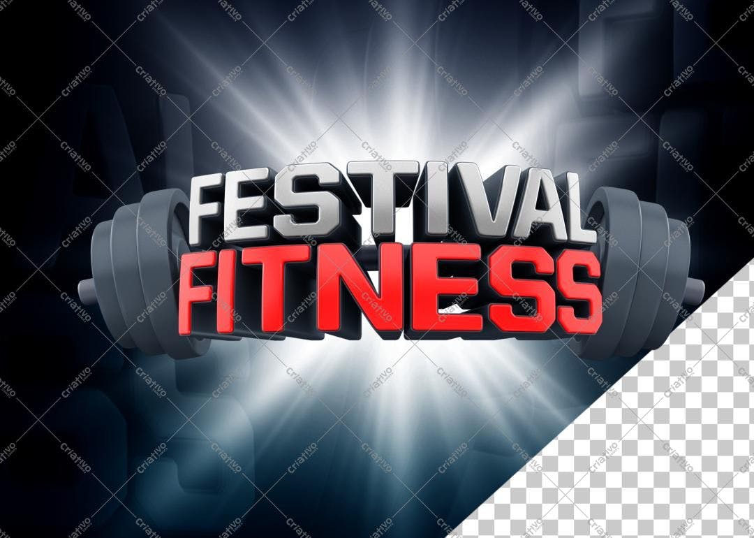 Selo 3D Fitness Festival Prata e Vermelho