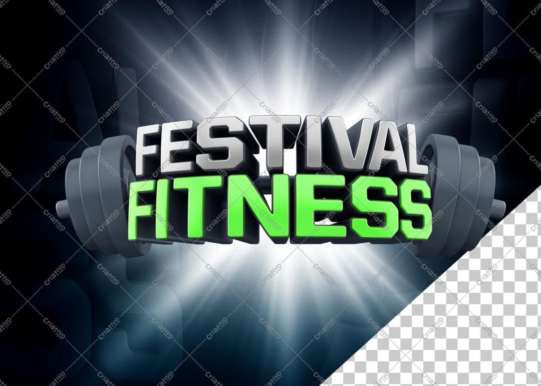 Selo 3D Fitness Verde e Cinza Metalizado