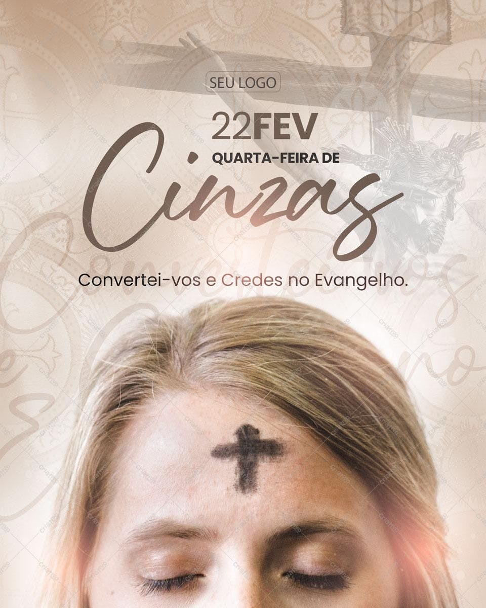 Flyer para Quarta-Feira de Cinzas PSD Editável