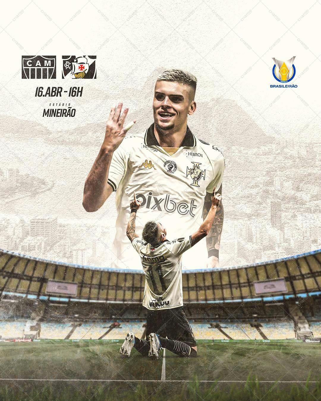 Arte de Futebol para Jogo do Brasileirão PSD Editável