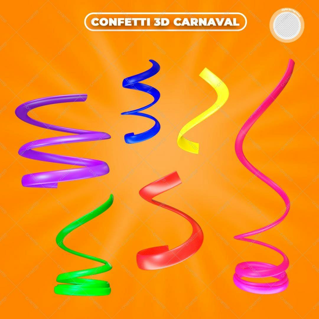 Selo 3D Carnaval Confetti colorido espiral