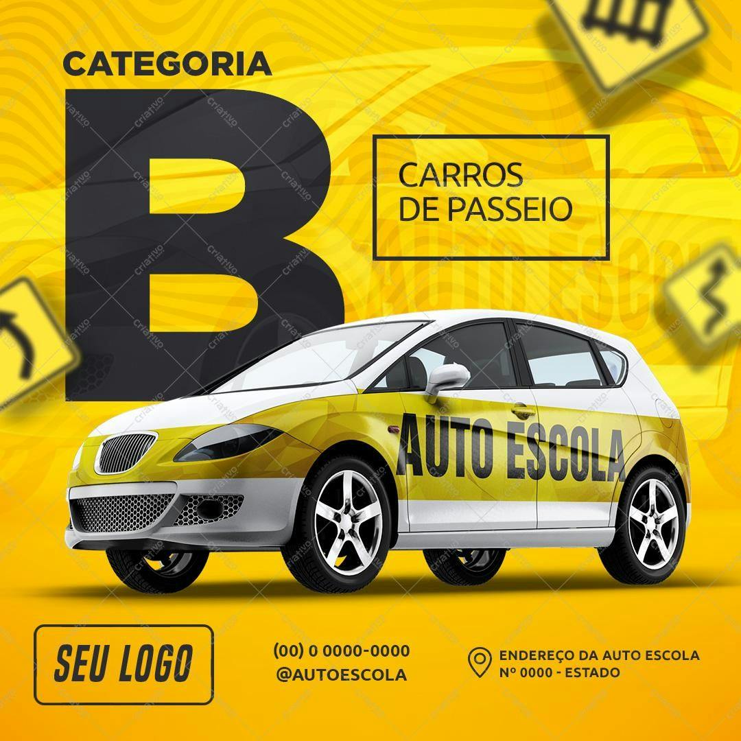 Modelo de Carro para Encarte de Auto Escola PSD Editável