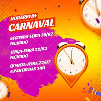 Horário de carnaval