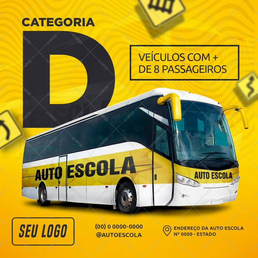 Template de Design para Ônibus de Auto Escola PSD Editável