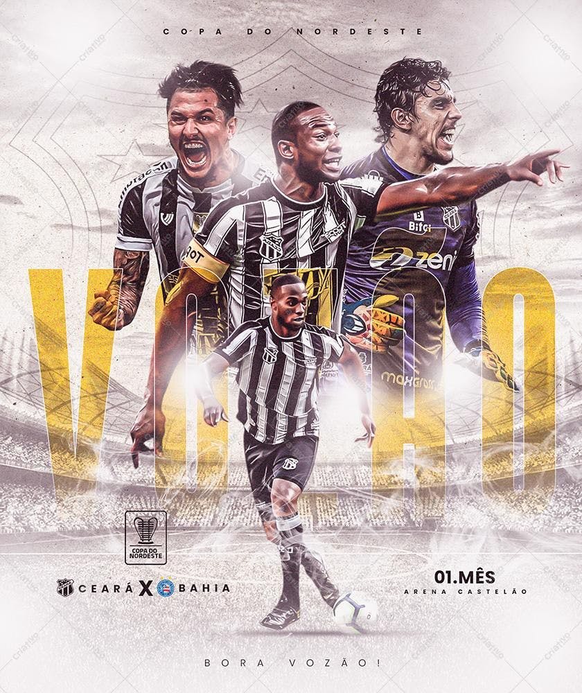 Poster Copa do Nordeste Ceará x Bahia PSD Editável