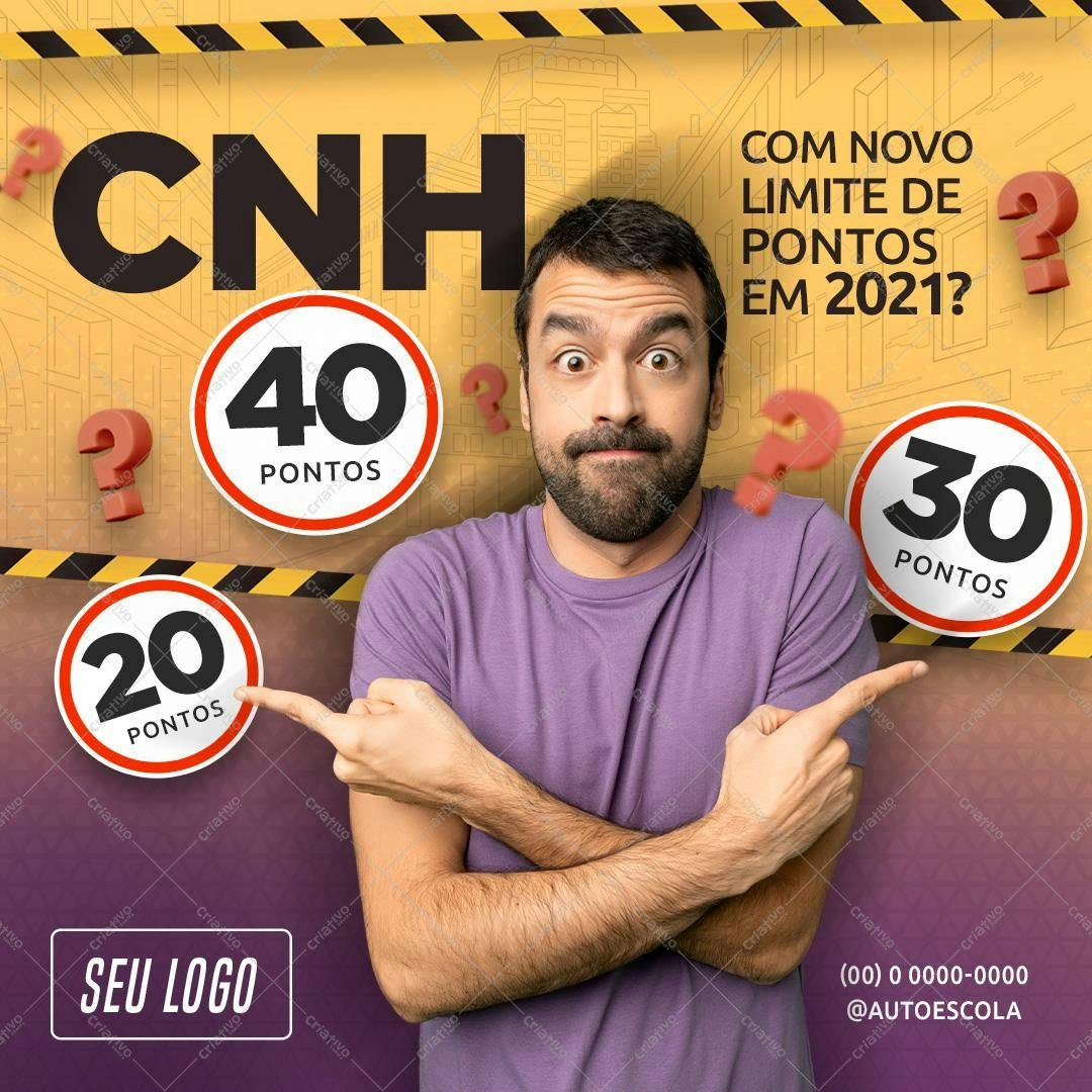 Post para Redes Sociais CNH com Novo Limite de Pontos PSD Editável