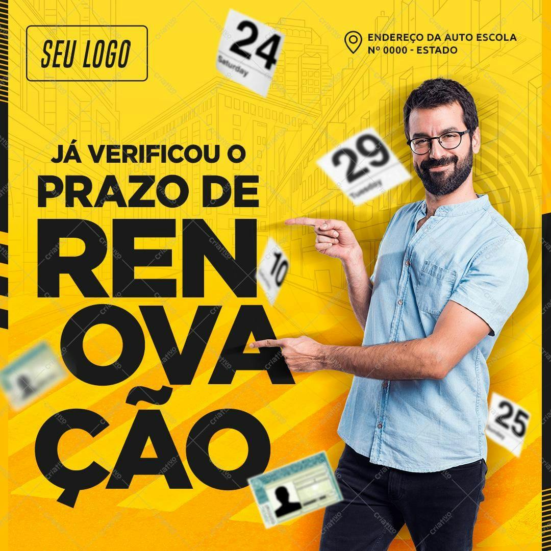 Post para Redes Sociais - Renovação CNH PSD Editável