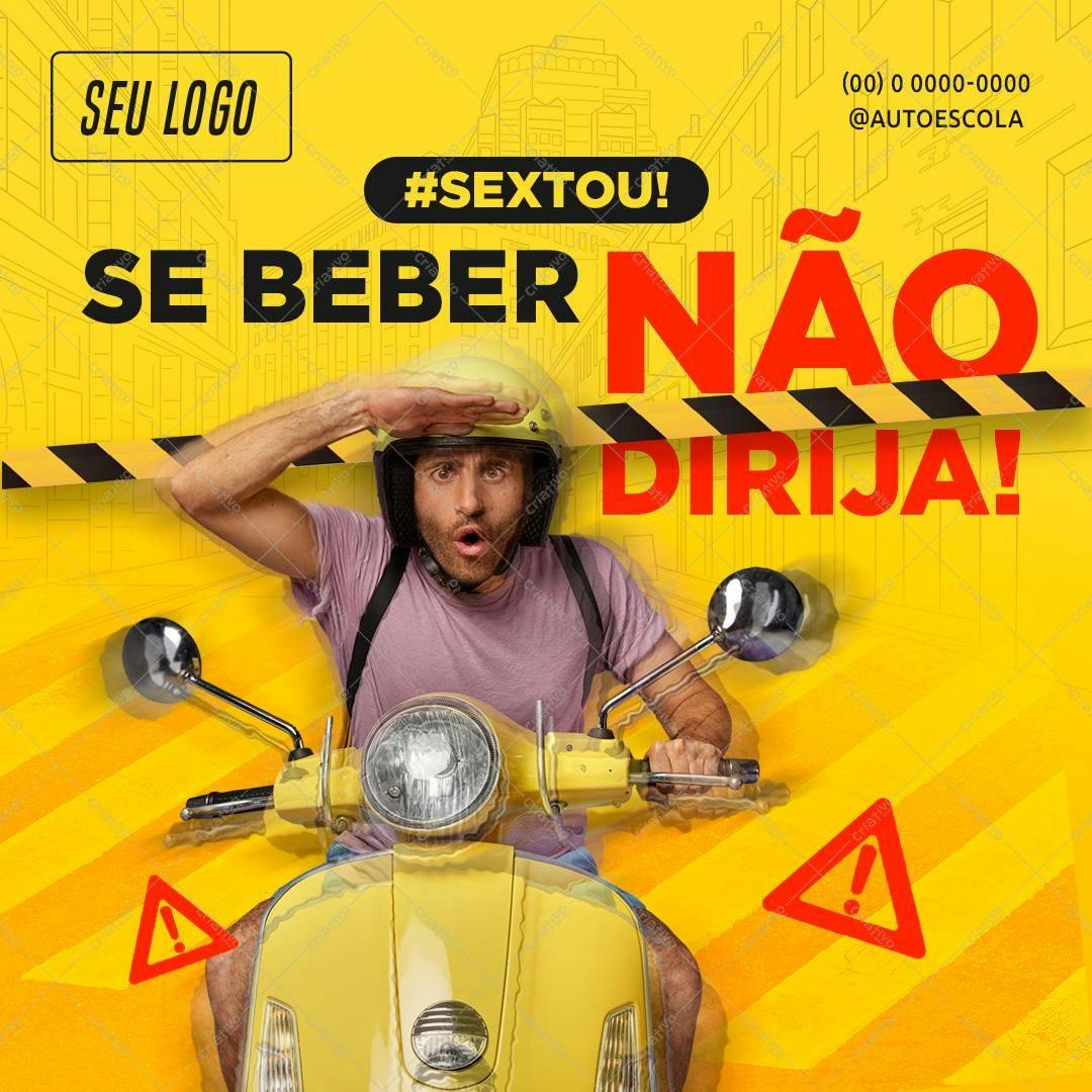 Post para Redes Sociais - Campanha Se Beber Não Dirija PSD Editável