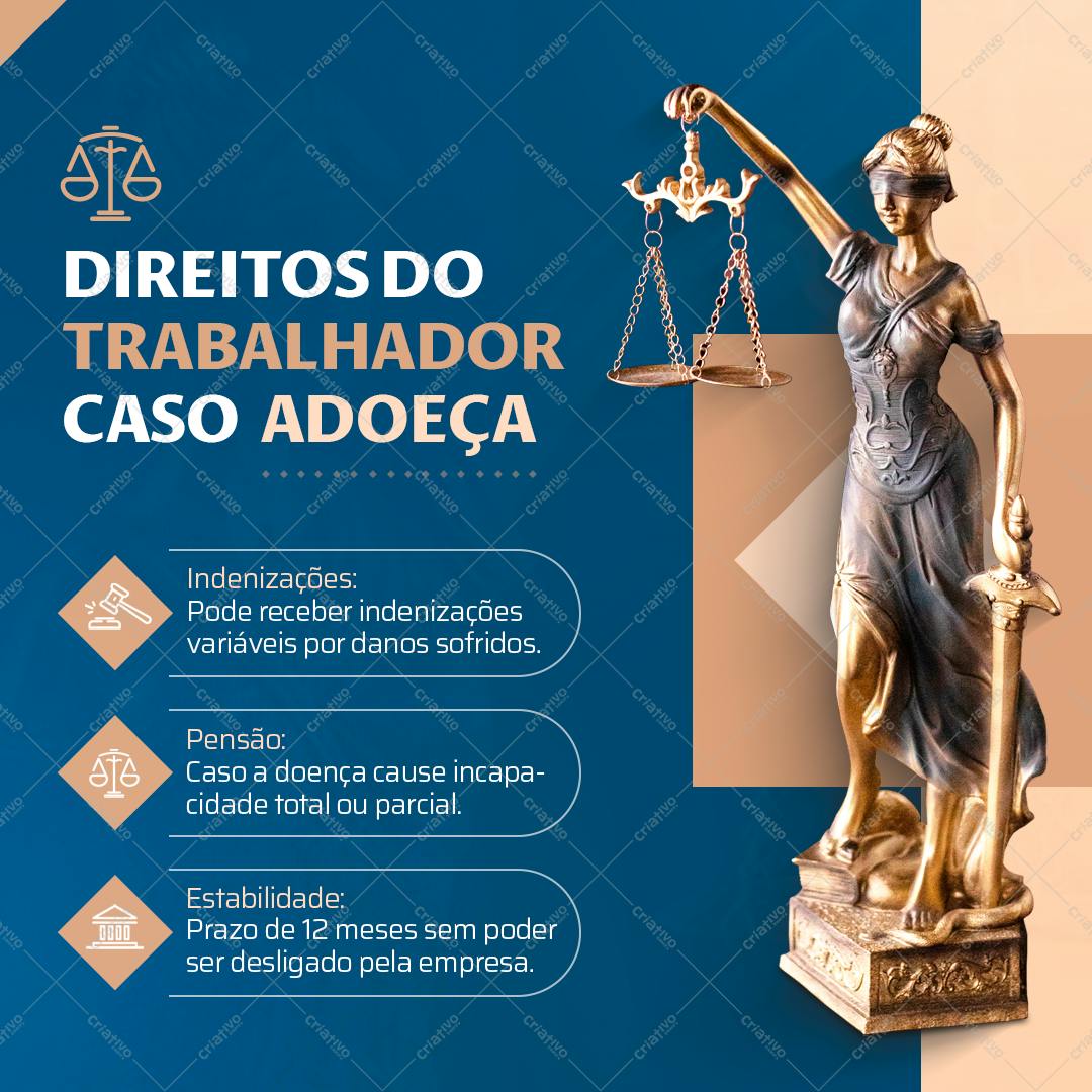 Post para Redes Sociais Direitos do Trabalhador Adoecido PSD Editável