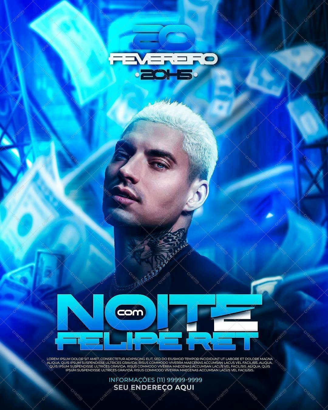 Flyer para Festa com Felipe Ret PSD Editável