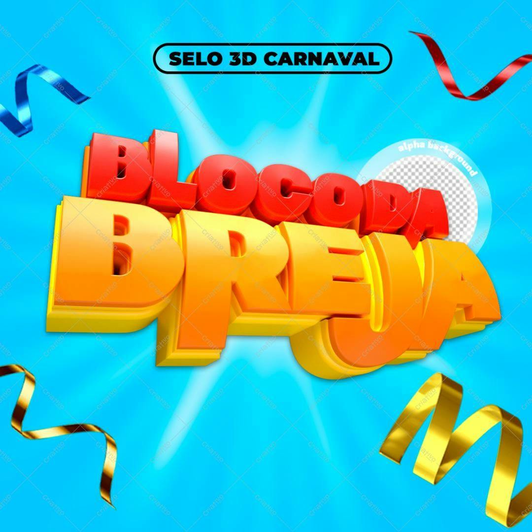 Selo 3D Carnaval Vermelho e Amarelo 3D