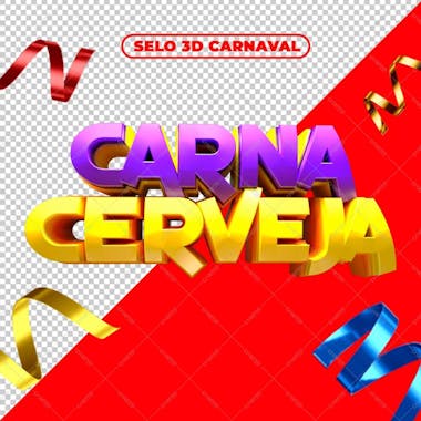 Selo 3d carna cerveja carnaval