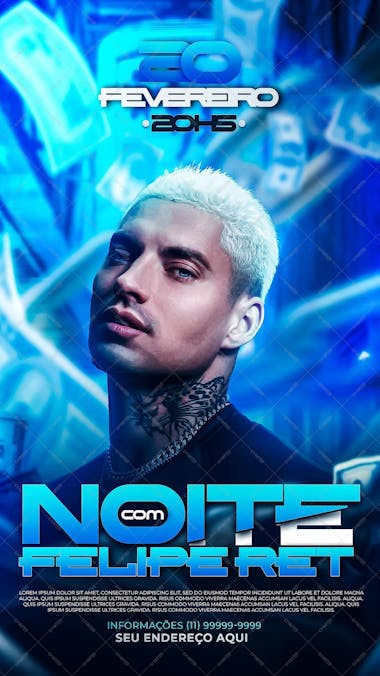 Flyer noite com filipe ret story