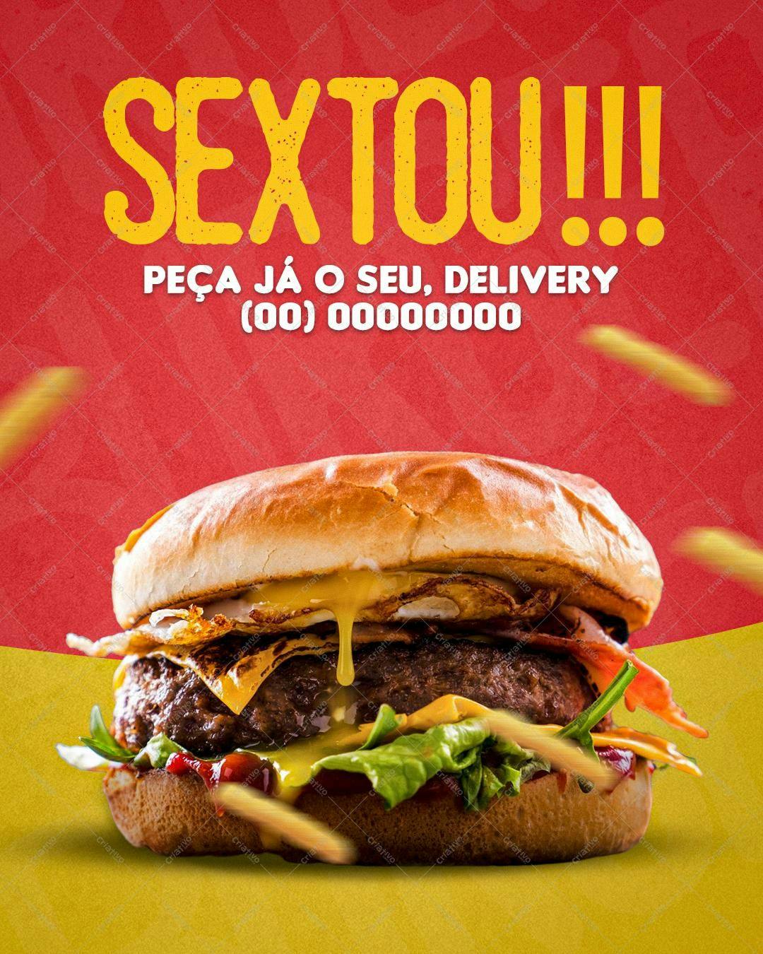Template de Flyer para Delivery de Hambúrguer PSD Editável