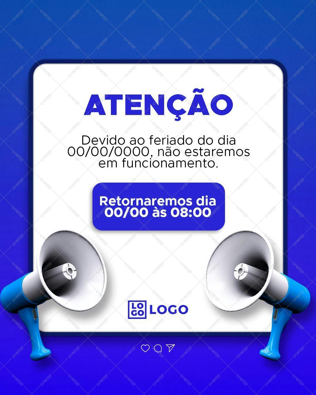 Template de Post para Redes Sociais Anúncio de Feriado PSD Editável