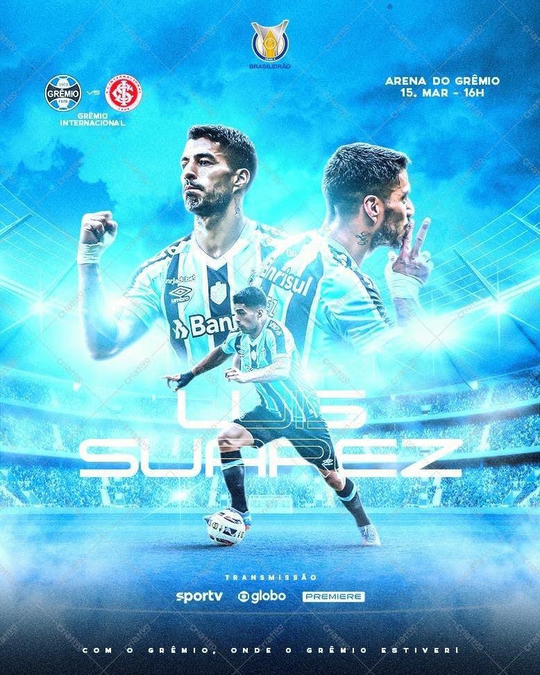 Poster de Jogo de Futebol Grêmio x Internacional PSD Editável