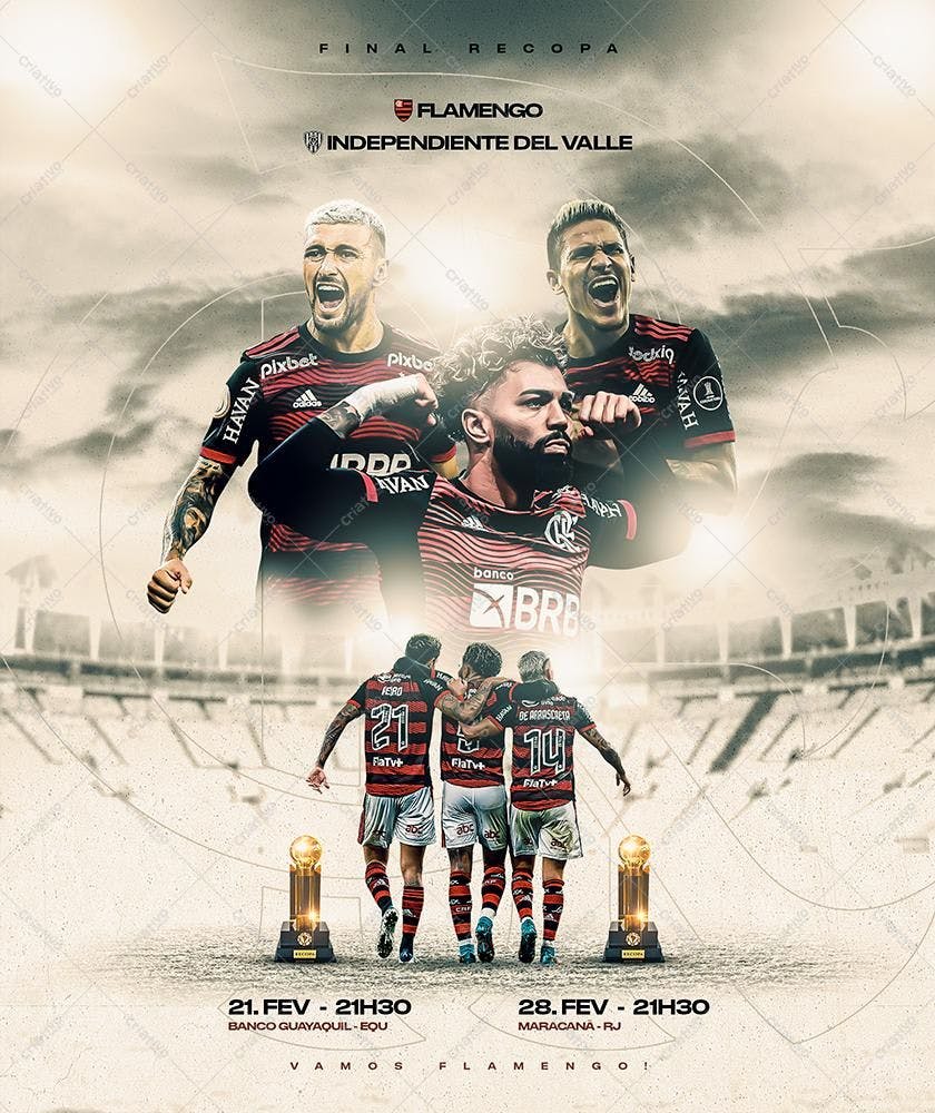 Flyer Flamengo x Independiente Final Recopa PSD Editável