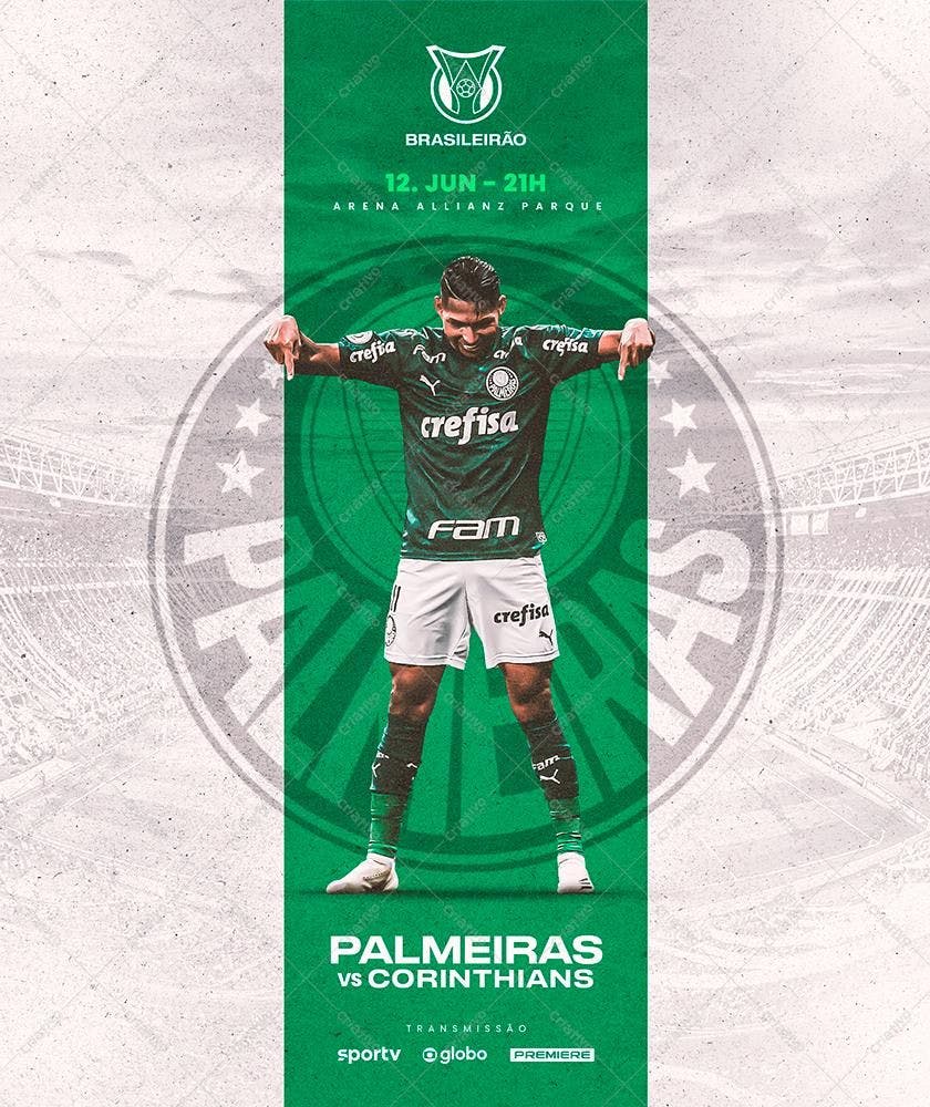 Poster para Jogo Palmeiras x Corinthians PSD Editável