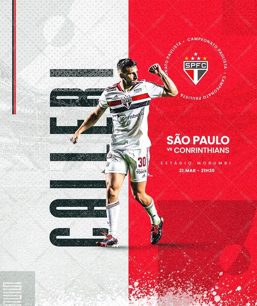 Post para Redes Sociais Jogo São Paulo x Corinthians PSD Editável