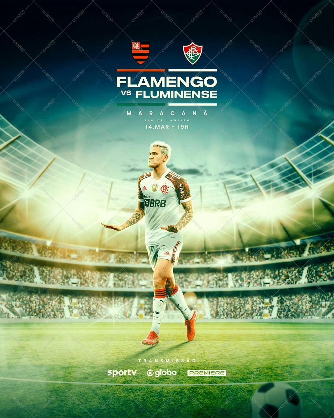 Flyer Flamengo x Fluminense PSD Editável