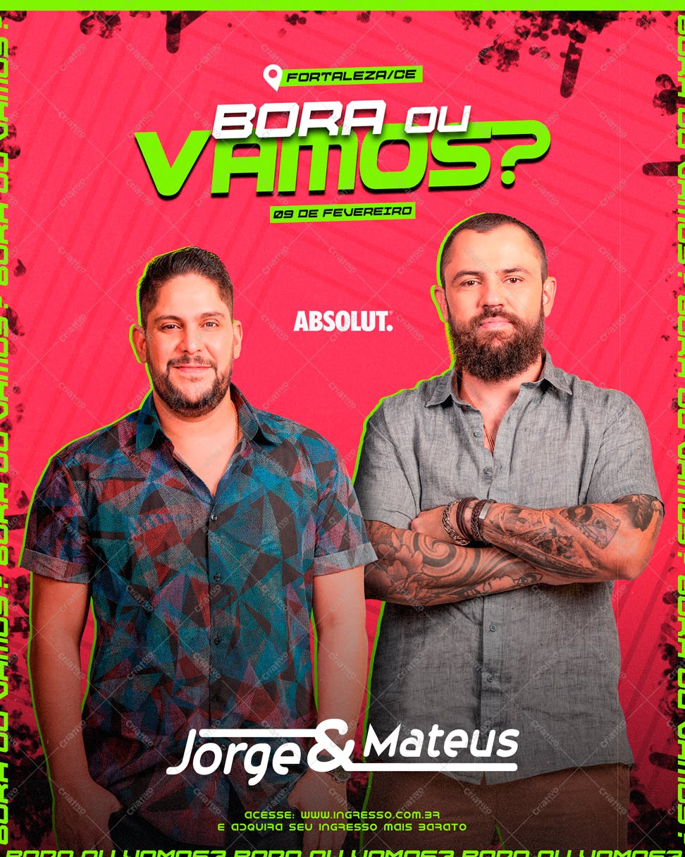 Flyer para Show Jorge & Mateus em Fortaleza PSD Editável