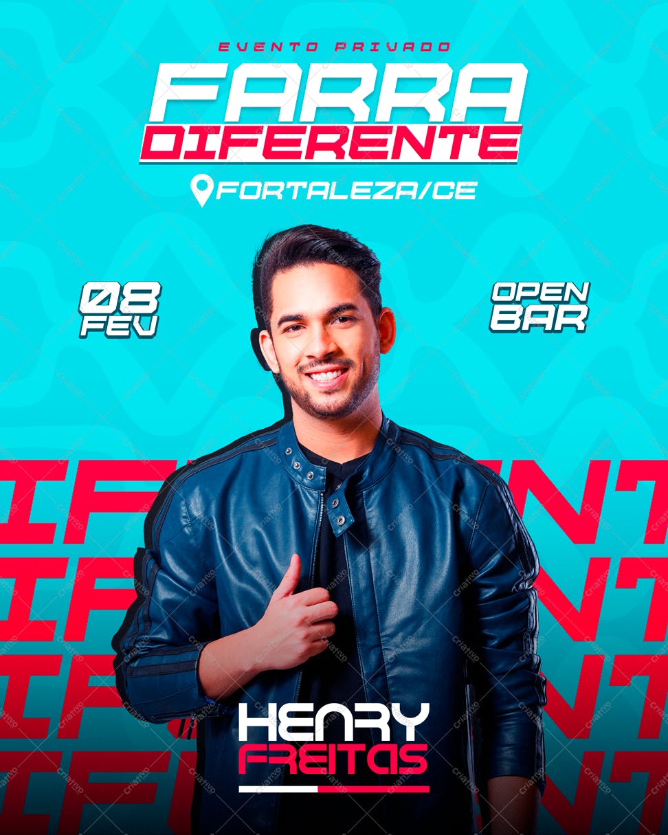 Flyer para Festa Privada com Henry Freitas PSD Editável