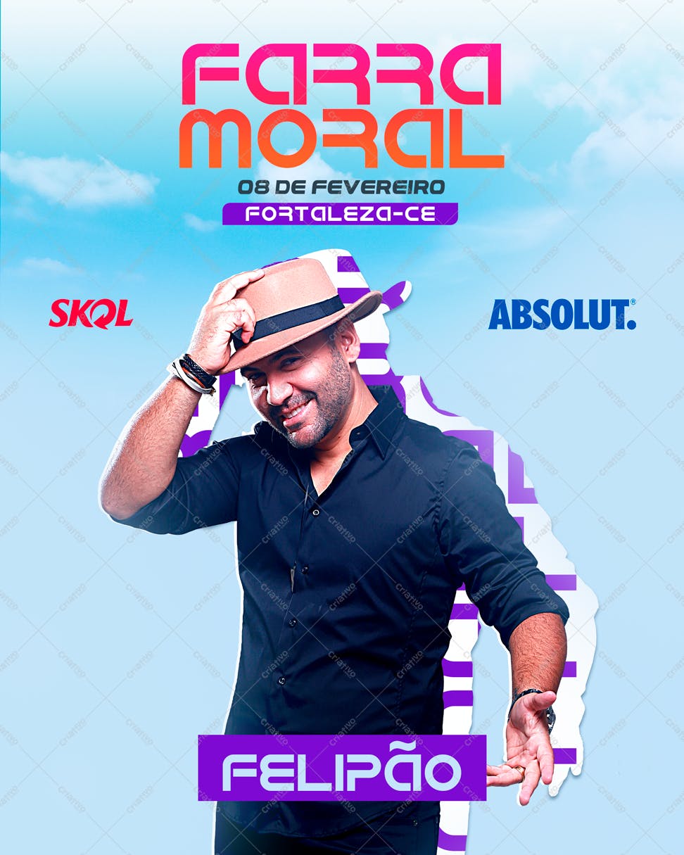 Flyer para Festa Farra Moral com Felipão PSD Editável