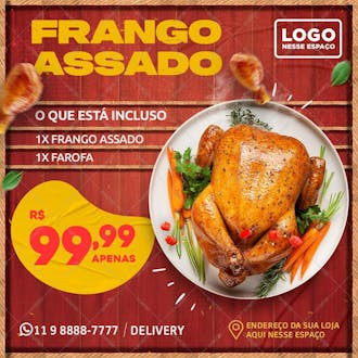 Frango assado restaurante bares social media psd editável