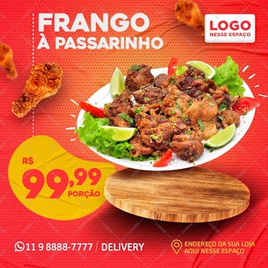 Frango à passarinho restaurante bares social media psd editável